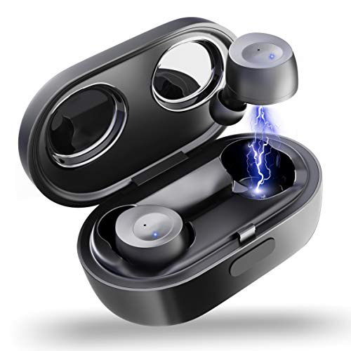 Product Cover ELECDER D10 True Wireless Earbuds Bluetooth 5.0 Headphones in Ear with Microphone, 3D Stereo Sound, IPX5 Waterproof, Charging Case for Workout, Running (Black)