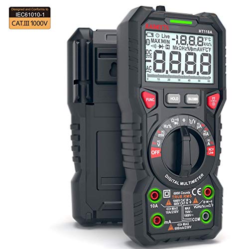 Product Cover KAIWEETS Digital Multimeter TRMS 6000 Counts Ohmmeter Voltmeter Auto-Ranging Fast Accurately Measures Voltage Current Amp Resistance Diodes Continuity Duty-Cycle Capacitance Temperature(LED Jacks)