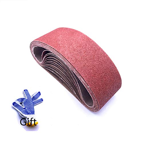 Product Cover 3x21 Belt Sander Sanding Belts, Sandpaper for Belt Sander 3 x 21 | 2 Each of 40/80/120/150/240/400 Grits,12 Pack (3x21 Inch)