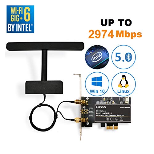 Product Cover WiFi 6 11AX 2976Mbps PCIe WiFi Card Bluetooth 5.0 Intel AX200 PCIE Adapter 11ax WiFi Card for PC Wireless PCI Card 2x2 Dual Band 11AX OFDMA WLAN PCIE Card for Desktop (Gig+) ...