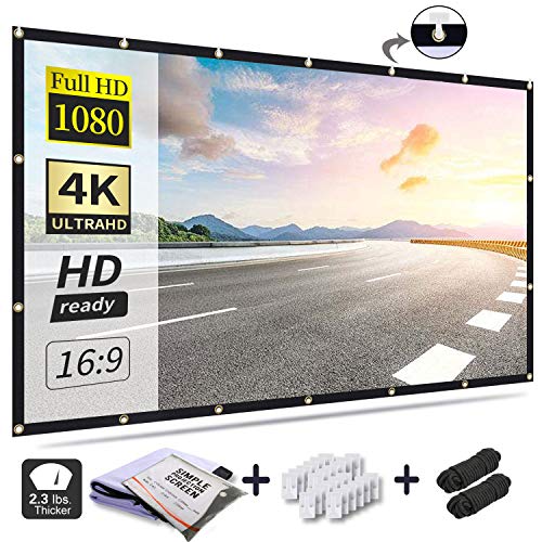 Product Cover Projection Screen 120 Inch, Projector Screen 16:9 HD Foldable Anti-Crease Portable Movies Screen for Home Theater Outdoor Indoor Support Double Sided Projection