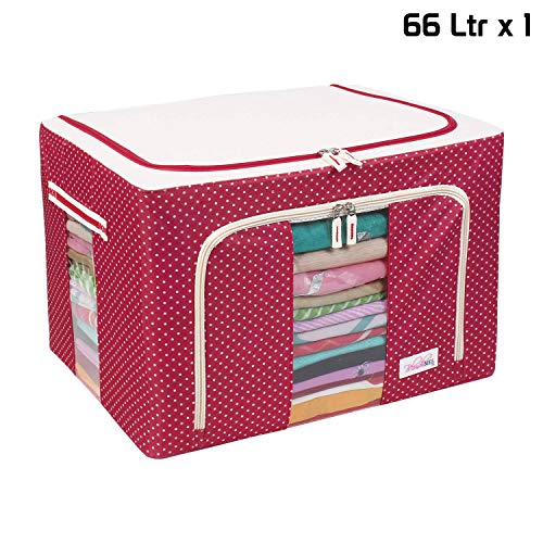 Product Cover BlushBees® Living Box - Wardrobe Organizer, Cloth Storage Bags with Zip - 66 Litre, Pack of 1, Polka Dots Red