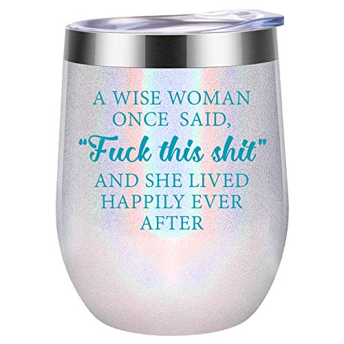 Product Cover Funny Gifts for Women - Valentines, Galentines Day Gifts for Her, Wife, Mom - A Wise Woman Once Said - Friendship, Birthday Gifts for Girlfriend, Best Friend, Sister, Daughter - Coolife Wine Tumbler