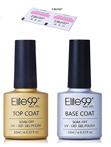 Product Cover Digital Shoppy Elite99 Top Coat Base Nail Polish Manicure Set Soak off Top Base Nail Primer 10ml (PACK OF 2) and 20 Pcs Wet Wipes Paper Pads Foil Nail Art Cleaner