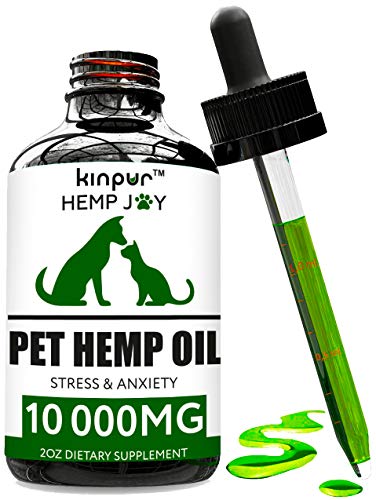 Product Cover Kinpur Natural Hemp Oil for Dogs & Cats - 10 000mg - Pet Hemp Oil - Separation Anxiety & Stress Relief - Supports Mobility, Hip & Joint, Immune System - Calming Treats for Dogs - Made in USA