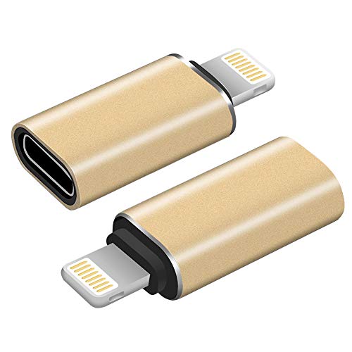 Product Cover AODSC iOS Phone Adaper,USB C(Female) to iOS (Male) Adapter,Support Data Transmission and Charging,Compatible with iOS Phone X/Xm/XS/8/8p/7/7P/7S/7SP/6/6S【2pck】(Gold)