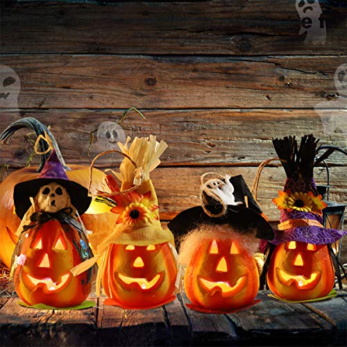 Product Cover Unomor 4PCS Halloween Pumpkin Decorations, Light Up Foam Pumpkin Jacko Lantern for Halloween Party Decorations