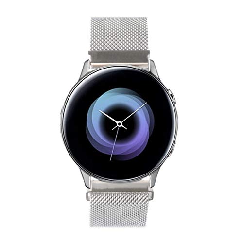 Product Cover GOSETH Compatible with Samsung Galaxy Watch Active (40mm) Bands/Active2 (44mm) Bands, 20mm Mesh Stainless Steel Strap for Galaxy Watch Active/Active2 (Silver)