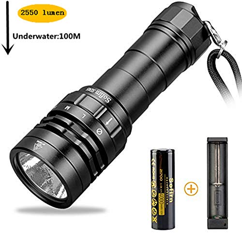 Product Cover Scuba Diving Flashlight, Sofirn SD05 CREE XHP50B LED 3000 Lumen, Underwater Waterproof Light with Rechargeable 21700 Battery and USB Charger