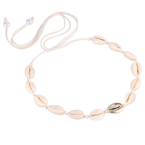 Product Cover ASH'S CHOICE Natural Shell Choker Necklace for Women Girls Pearl Handmake Hawii Beach Rope Boho Jewelry (A)