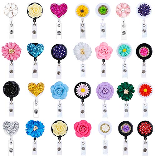 Product Cover KTTGYRE 28 inches Retractable Badge Reels Reel Clip, Mixed Random Nurse ID Badge Holder with Belt Clip (Pack of 12)