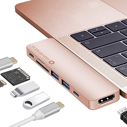 Product Cover NOV8Tech USB C Hub Docking Station for MacBook Pro 2019-16 and MacBook Air 2019-18 7 in 2, 4K HDMI, Thunderbolt 3 100W PD Charger 40GBps Data, 2xUSB 3.0, USB 3.1 C 5GBps, SD/MicroSD Card Reader 7 in 1