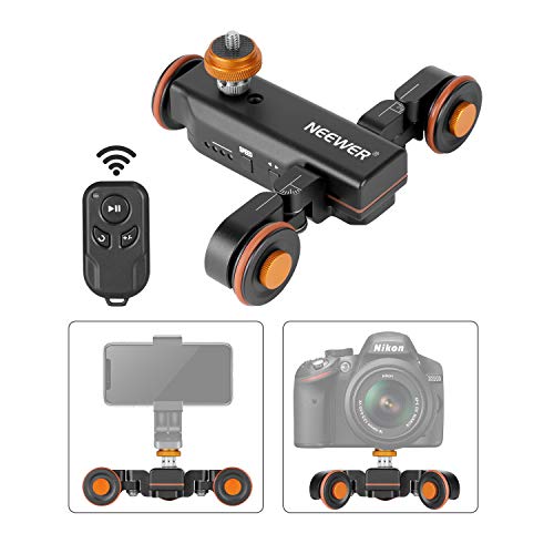 Product Cover Neewer 3-Wheels Wirelesss Camera Video Auto Dolly，Motorized Electric Track Rail Slider Dolly Car with Remote Control，3 Speed Adjustable for DSLR Camera Camcorder Gopro iPhone and Samsung Phones