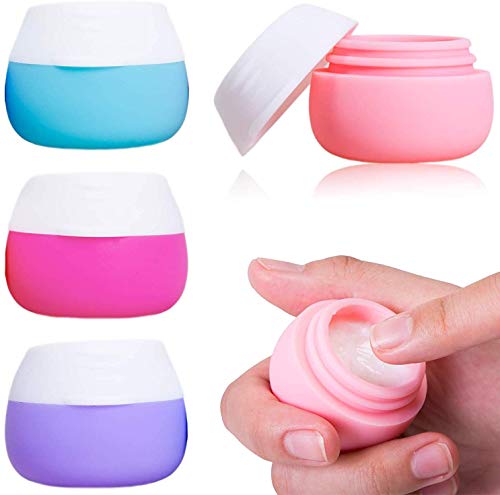 Product Cover Travel Containers Sets, AMMAX Silicone Cream Jars for toiletries, TSA Approved Travel Size Containers with Hard Sealed Lids for Face Hand Body Cream 20ml (4 Pieces)