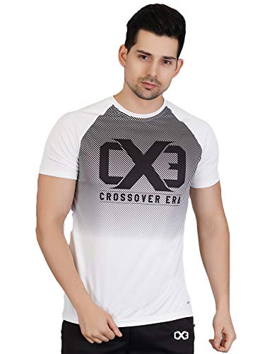 Product Cover Crossover Round Neck Polyester Dry fit Gym T-Shirt for Men
