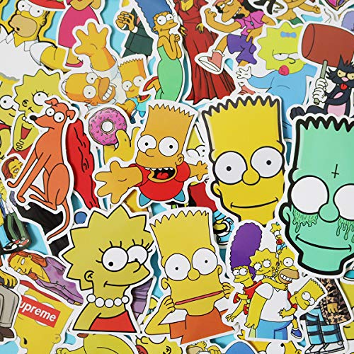 Product Cover The Simpsons Family Cartoon Waterproof Laptop Stickers Waterproof Skateboard Snowboard Car Bicycle Luggage Decal 50pcs Pack