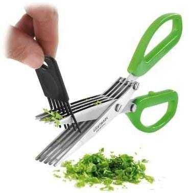 Product Cover Piesome Multifunction Vegetable Stainless Steel Herbs Scissor with 5 Blade Comb (Standard, Colour May Vary)