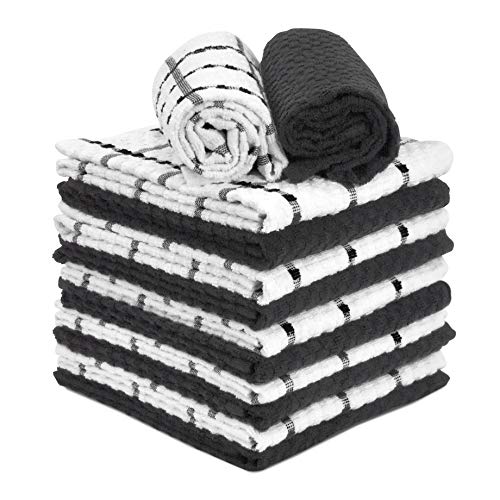Product Cover Talvania Kitchen Towels 100% Cotton Dobby Weave Terry Towel Set Soft and Absorbent Multipurpose Dish Cloth, Hand Towel and All Kitchen Cleaning 15