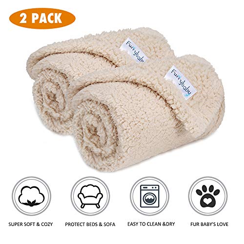 Product Cover Premium Fluffy Fleece Dog Blanket, Soft and Warm Pet Throw for Dogs & Cats (2-Pack Small 24x32'', Beige)