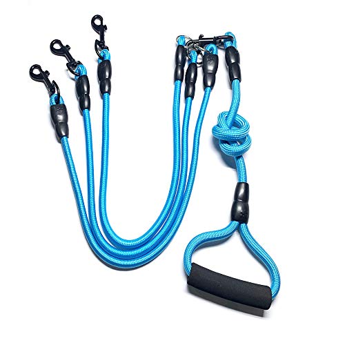 Product Cover Heyllou 3 in 1 Durable Nylon Dog Leash with Padded Handle, 360° Swivel No Tangle Climbing Rope Removable Pet Traction Rope, Lead for Medium Large Dogs Blue