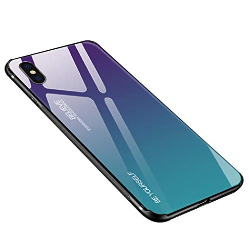 Product Cover Luhuanx Case Compatible with iPhone Xs Max, Tempered Glass Gradient Color Pattern+TPU Frame Hybrid Slim case for iPhone Xs Max(2019) Anti-Scratch Anti-Drop