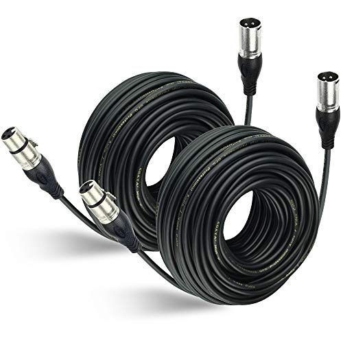 Product Cover EBXYA 100Ft XLR Microphone Cables 2 Packs- Premium Integral Molded Balanced Patch Cords for Mic DMX 512 Audio Mixer - 100 Ft, Black