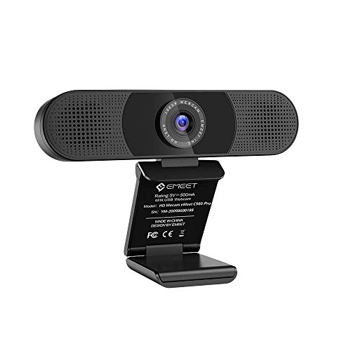 Product Cover 3 in 1 Webcam - eMeet C980 Pro HD Webcam, 2 Speakers and 4 Built-in Omnidirectional Microphones arrays, HD 1080P Webcam for Video Conferencing, Streaming, Noise Reduction, Plug & Play, w/Webcam Cover