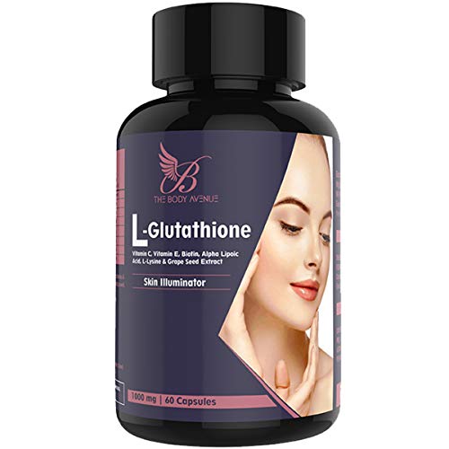 Product Cover The Body Avenue L Glutathione Reduced with Grapeseed, Biotin, Vitamin C, Vitamin E for Skin 1000mg - 60 Capsules
