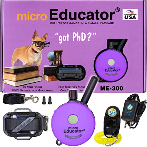 Product Cover E-Collar - ME-300 - Waterproof Remote Trainer Micro Educator 1/3 Mile Range - Designed for Smaller Dogs - Static, Vibration and Sound Stimulation Collar with PetsTEK Dog Training Clicker