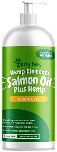 Product Cover Pure Wild Alaskan Salmon Oil with Hemp for Dogs & Cats - Omega 3 & 6 Fish Oil Pet Supplement with EPA & DHA - Anti Itching Skin & Coat Care + Hip & Joint Health - Heart & Immune Support - 32 FL OZ
