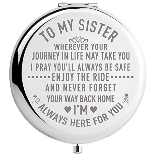 Product Cover DIDADIC Sister Gifts from Sister Brother, Sisters Birthday Gift Ideas, for Girls, Engraved Gifts for Mothers Day, Graduation Present for Her (Silver, to My Sister 2.6inch)