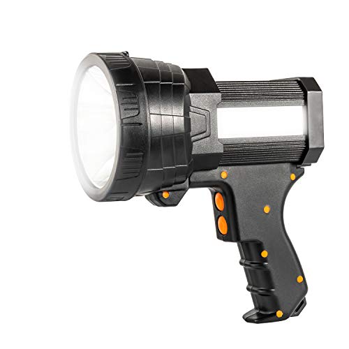 Product Cover Super Bright Handheld Flashlight Rechargeable Marine Spotlight with High Lumens CREE LED, 9600mAh Long Lasting Portable Searchlight Flood Light Side Tactical Torch with USB Output