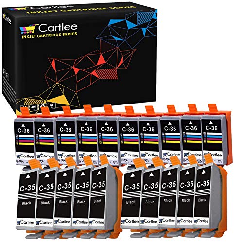 Product Cover Cartlee 20 Compatible PGI-35 CLI-36 High Yield Ink Cartridges for PIXMA iP100, PIXMA iP110 (10 Black, 10 Color)