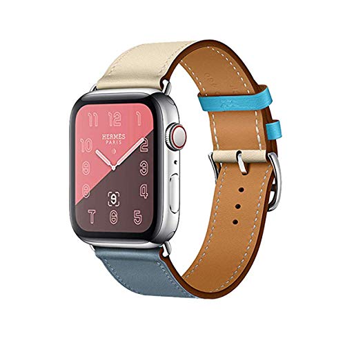 Product Cover Leather Band Compatible with iWatch 44mm 42mm Genuine Leather Strap Watch Bands Replacement for iWatch Series 4 Series 3 Series 2 Series 1 Bracelet Loop 42/44 mm Blue
