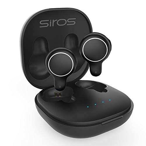 Product Cover True Wireless Earbuds, SIROS 5H Continuous 25H Cyclic Playtime 5.0 Wireless Bluetooth Earbuds with Wireless Charging Case, Touch Control Binaural Stereo Bass Bluetooth Wireless Earbuds with Mic