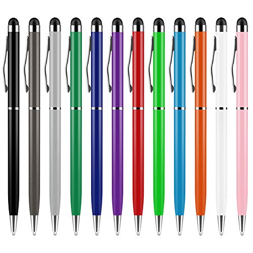 Product Cover Stylus Pen, UROPHYLLA Stylus Pens for Touch Screens, 2 in 1 Capacitive Stylus Ballpoint Pen for iPad, Tablet, iPhone, Kindle, Samsung and Other Touch Screen Devices (Multicolor-12 Pack)