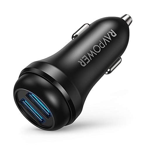 Product Cover USB Car Charger RAVPower 36W Qc 3.0 Car Quick Charger Dual USB Ports Car Adapter for Galaxy S10+ S9+ S8+ Note 10+ Note 9+ Note 8, iPhone 11 Pro Max X XR XS Max and More
