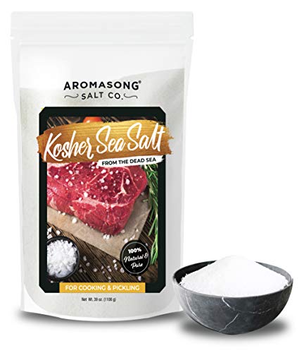 Product Cover Aromasong Organic Sea Salt, - Kosher Salt Grain, Large Bulk RESEALABLE Bag of 2 .43 LBS, All Natural, Unrefined, Gluten Free, Grinder Refill Sea Salt for Daily Cooking or to use as Pickling Salt