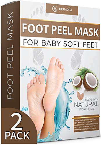 Product Cover Coconut Foot Peel Mask - For Cracked Heels, Dead Skin Calluses - Make Your Feet Baby Soft Get Smooth Silky Skin - Removes Rough Heels Dry Skin - Natural Treatment - (2 Pairs)