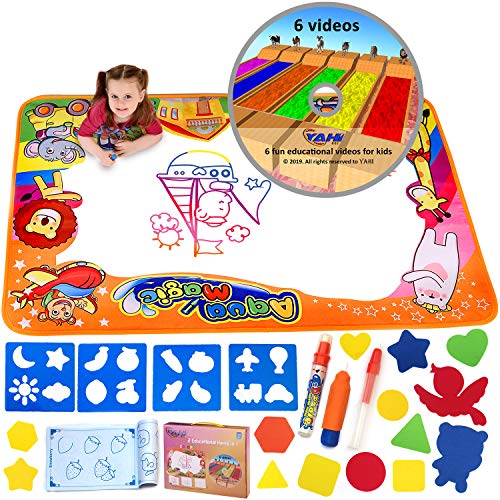 Product Cover Fun Educational Toys Doodle Mat Kids Water Drawing Aqua Magic Learning Mat | Free B O N U S | Development for Girls & Boys, YAHI