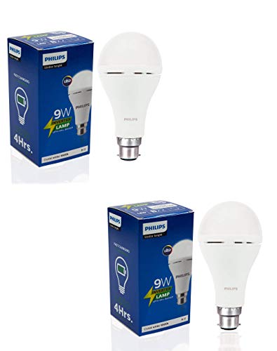 Product Cover Philips Inverter Bulb 9 Watt Rechargeable Emergency LED Bulb for Home, Pack of 2, Cool Daylight, Base B22
