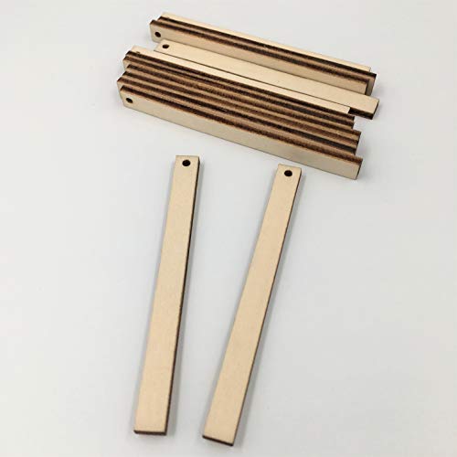 Product Cover Unfinished Wood Rectangle Earring Bars Cutouts Laser Cut Pendant Jewelry Blanks 25pcs