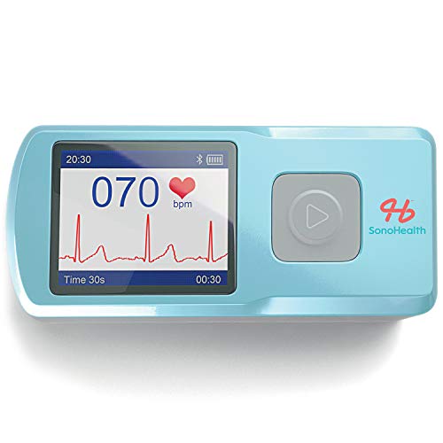 Product Cover SonoHealth Portable EKG Heart Rate Monitor | Wireless Handheld Home ECG Cardio & Electrocardiogram Machine | Biofeedback Finger & Chest Leads View Irregular Cardiac Arrhythmia Vitals on a Mobile Phone
