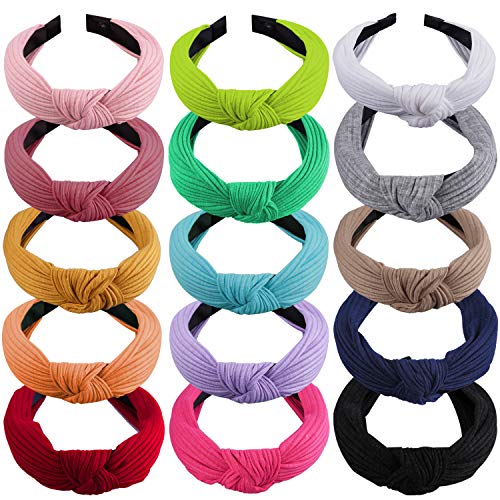 Product Cover SIQUK 15 Pieces Top Knot Headband Turban Headbands with Cross Knot Wide Cloth Headband for Womem and Girls