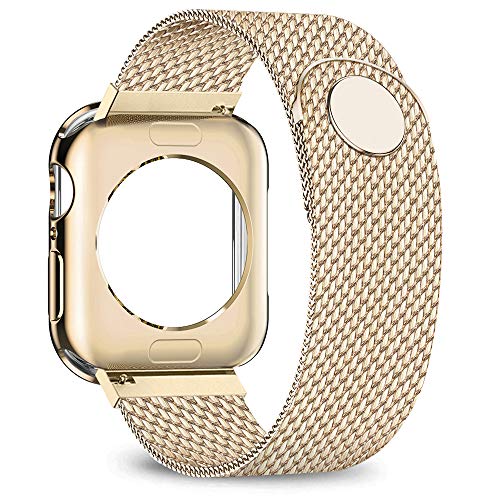 Product Cover jwacct Compatible for Apple Watch Band with Screen Protector 38mm 40mm 42mm 44mm, Soft TPU Frame Case Cover Bumper Compatible for iwatch Series 1/2/3/4/5 Yellow Gold