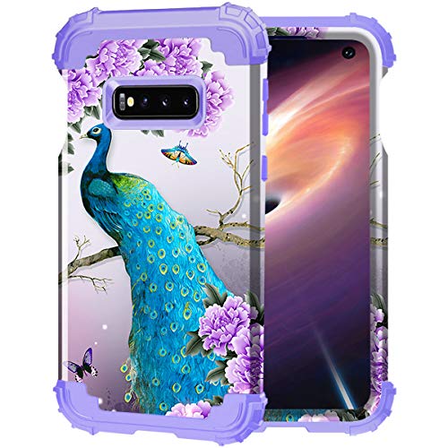 Product Cover PIXIU Galaxy S10e case, Heavy Duty Hybrid Shockproof Sturdy Protective Cover Case for Samsung Galaxy S10e 5.8 inch 2019 Released Peacock