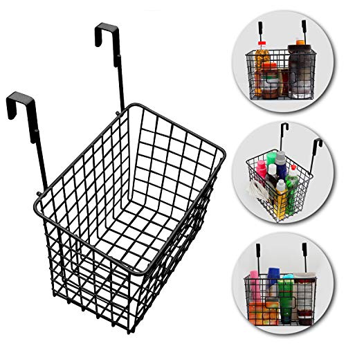 Product Cover Livzing Multi-Functional Compact Over The Cabinet Organizer Door Hanging Rack Shelf Storage Spice Bottle Basket Kitchen Pantry Caddy -Black