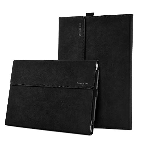 Product Cover XISICIAO Protective case for Surface Pro 6 / Pro 5 / Pro 4 with Pen Holder, Multiple Angle Polyester Slim Light Shell Cover, Compatible with Type Cover Keyboard. (12.3