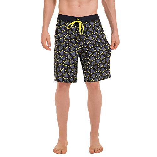 Product Cover Mens Board Shorts No Mesh Lining, Water Resistant Stretch Swim Trunk with Pocket, 20% Spandex Surf Shorts