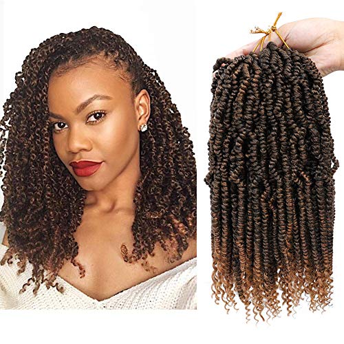 Product Cover Bomb Twist Crochet Hair Mini Passion Twist Hair 12 Inch 4Packs Fluffy Spring Twist Hair Ombre Synthetic Hair Extensions (12 inch, T30)